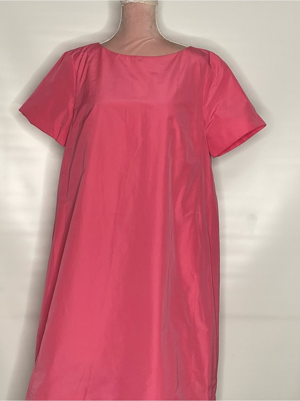 MaxMara Coral Pink Short-Sleeve Midi Shift Dress